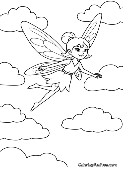 Fairy flying among clouds