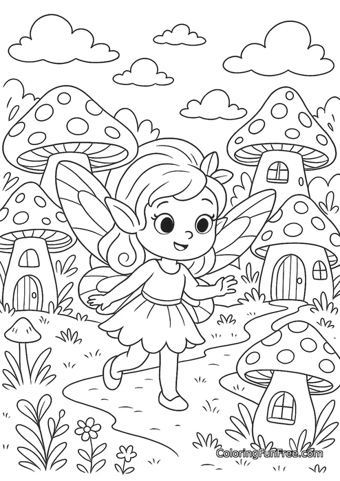 Fairy in mushroom village