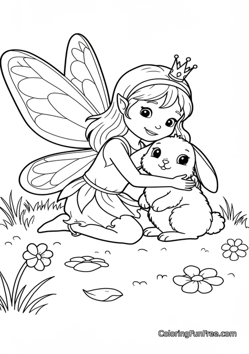 Fairy princess hugging bunny