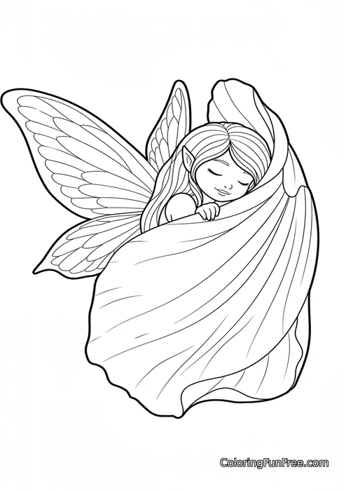 Fairy sleeping in flower petal