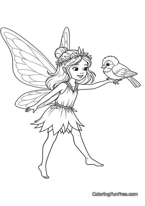 Fairy with bird on hand