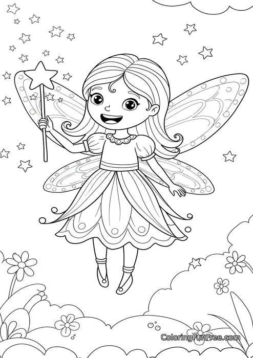 Fairy with star wand and stars