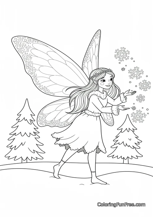 Winter fairy with snowflakes