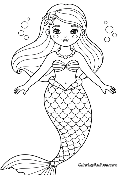 Elegant mermaid with pearl necklace