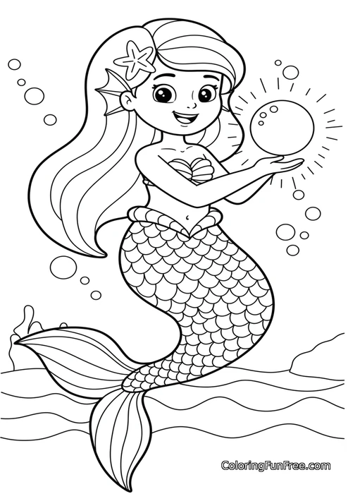 Mermaid holding glowing pearl