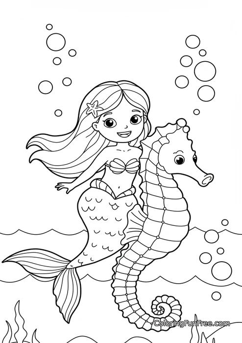 Mermaid riding seahorse