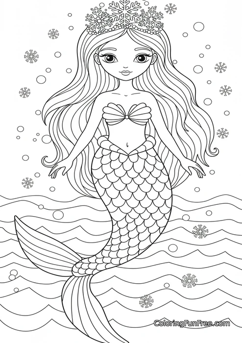 Mermaid with snowflake crown