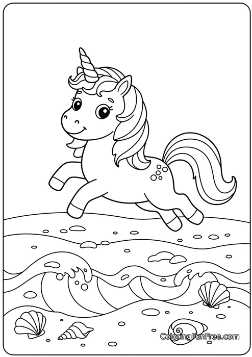 Unicorn galloping over ocean waves