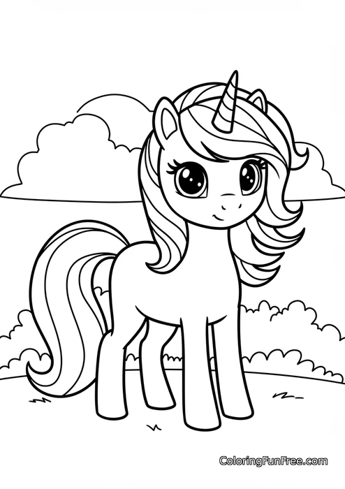 Unicorn in simple landscape