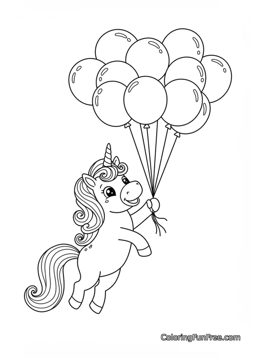 Unicorn with balloons