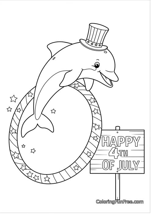 Dolphin with uncle sam hat