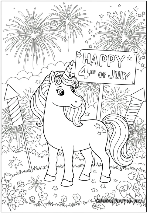 Unicorn with fireworks