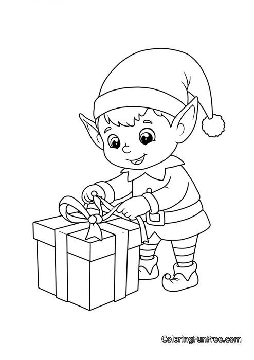 Christmas elf with present