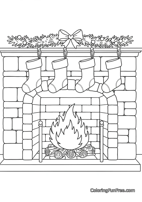 Fireplace with christmas stockings
