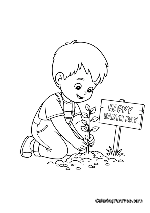 Boy planting