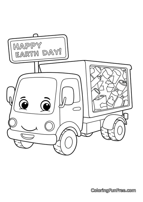 Cartoon recycling truck