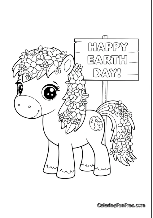Pony with flowers