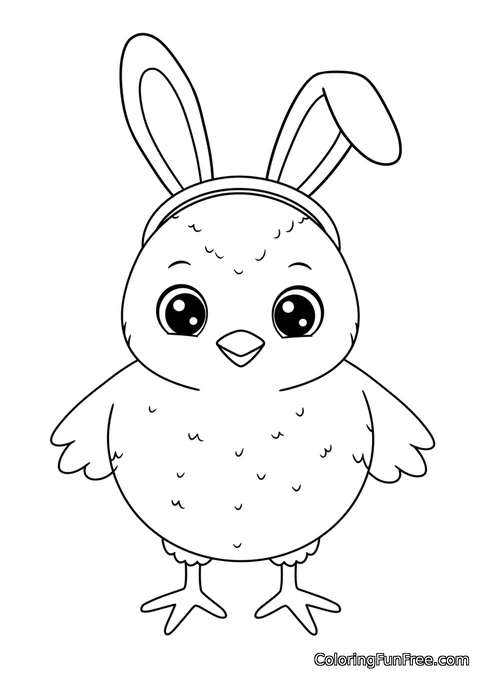Chick wearing bunny ears