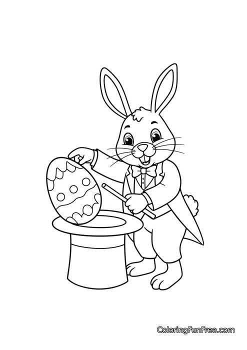 Magician Easter bunny with egg