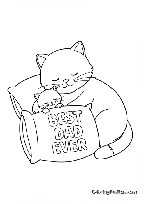 Cat and kitten sleeping