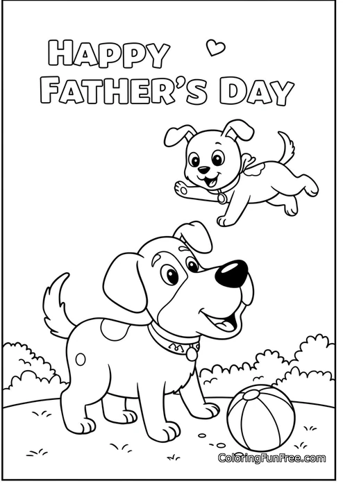 Dog and puppy with ball