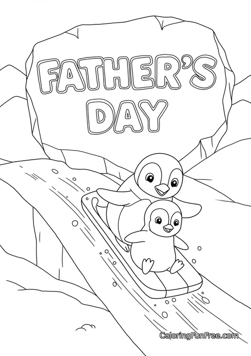 Penguins sledding fathers day