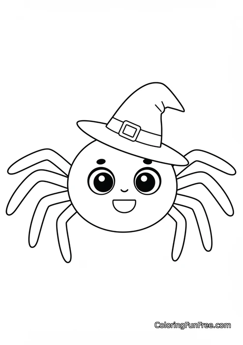 Cute spider wearing witch hat