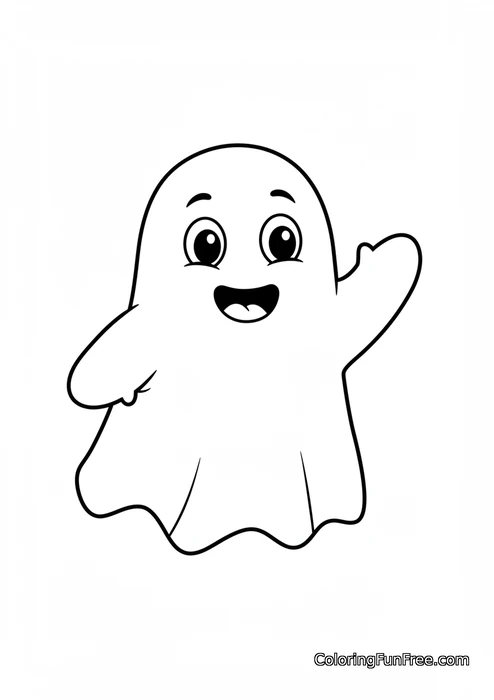 Cute waving ghost