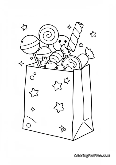 Halloween treat bag full of candy