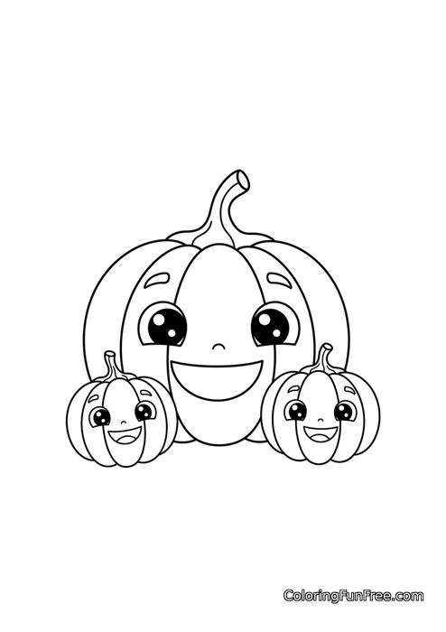 Three cute smiling pumpkins