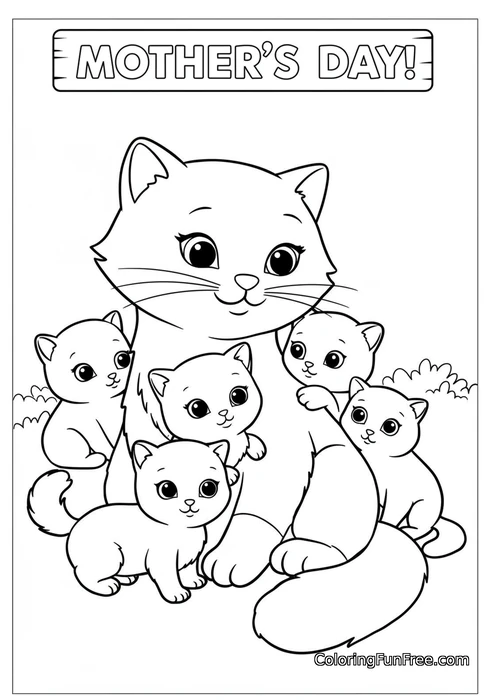 Mother cat with kittens