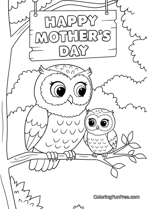Mother owl and owlet