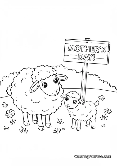 Mother sheep and lamb