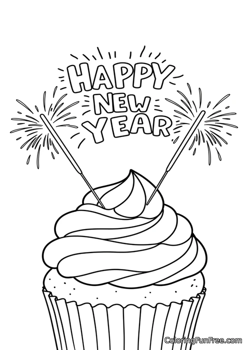 Cupcake with sparkler new year