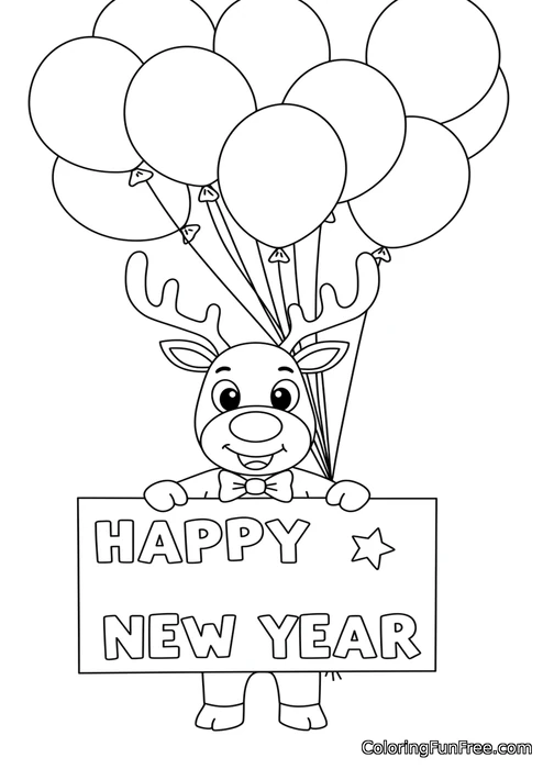 Cute deer with balloons