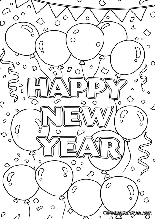 Happy new year balloons stars