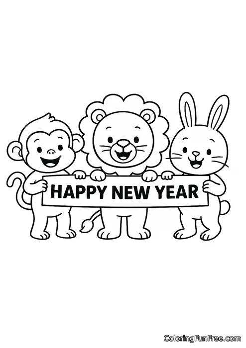 Monkey lion rabbit new year banner