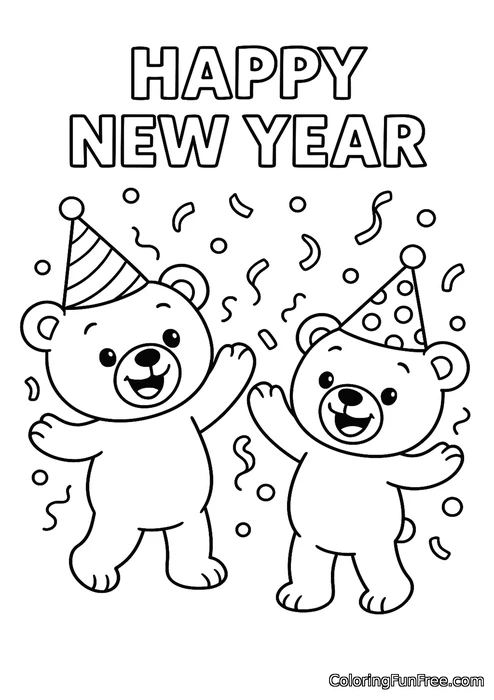 Teddy bears party hats confetti