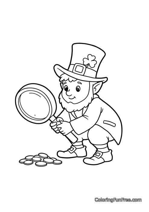 Leprechaun with magnifying glass