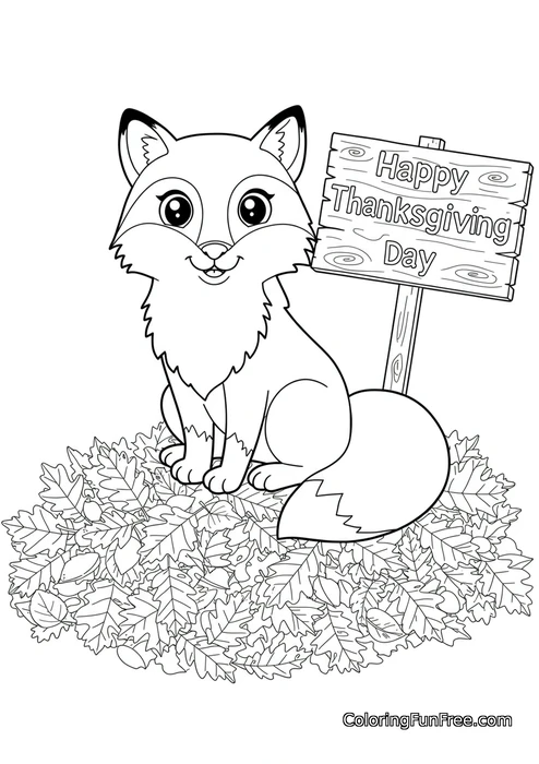 Fox Autumn Leaves Sign