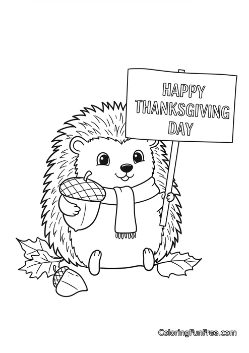 Hedgehog Acorn Scarf Sign