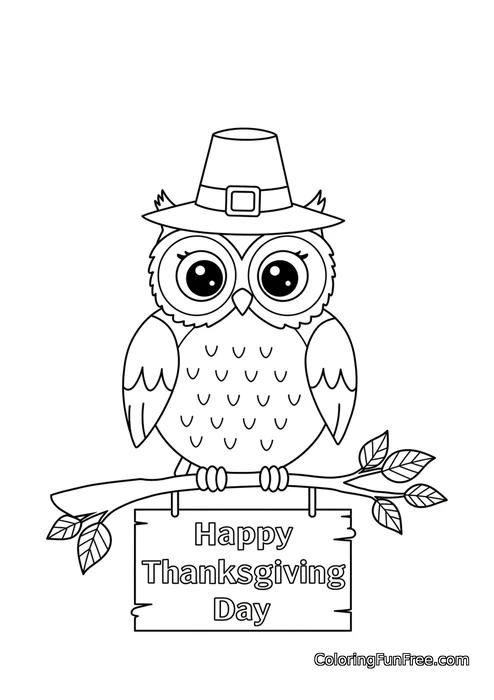 Owl Pilgrim Hat Branch Sign