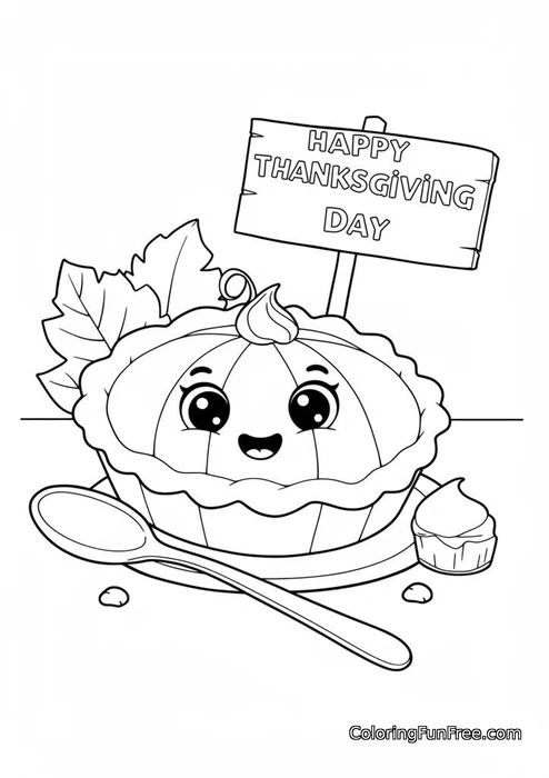 Pumpkin Pie Cute Face Sign