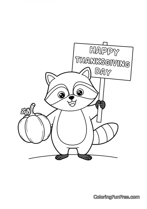 Raccoon Pumpkin Sign