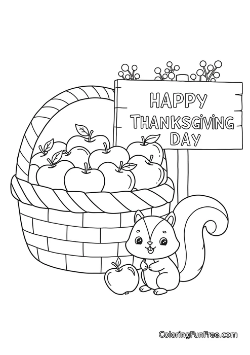 Squirrel Apple Basket Sign