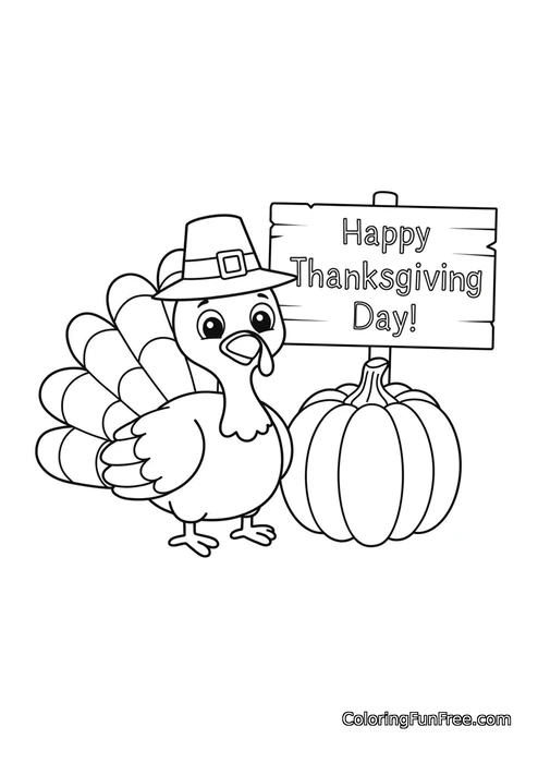 Turkey Pilgrim Hat Pumpkin Sign