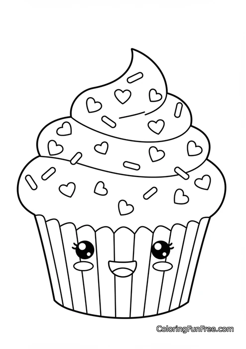Cupcake cute face heart sprinkles