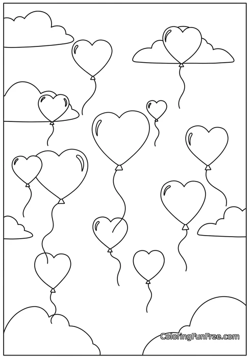 Floating heart balloons