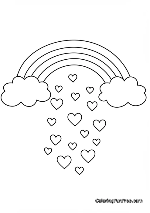 Rainbow raining hearts