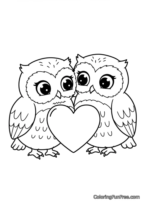 Two owls with heart